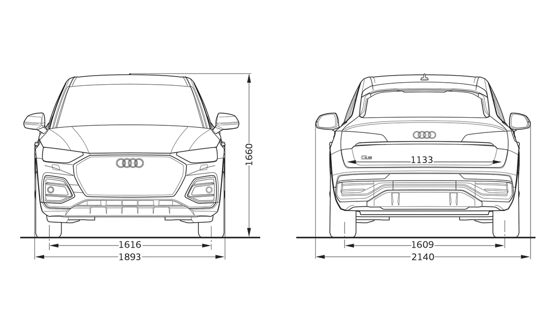 Front and rear view Audi Q5 Sportback
